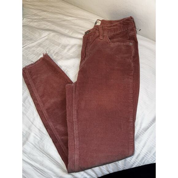 We The Free People Pants Womens 26 (26x26) Pink Corduroy Mid Rise Skinny Raw Hem - Picture 1 of 10